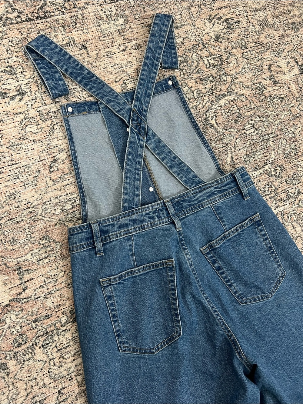 Women's Wide-Leg Denim Overalls - Blue - Picture 13 of 14